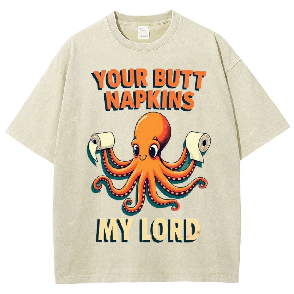 Unisex Octopus Printed Washed Tee