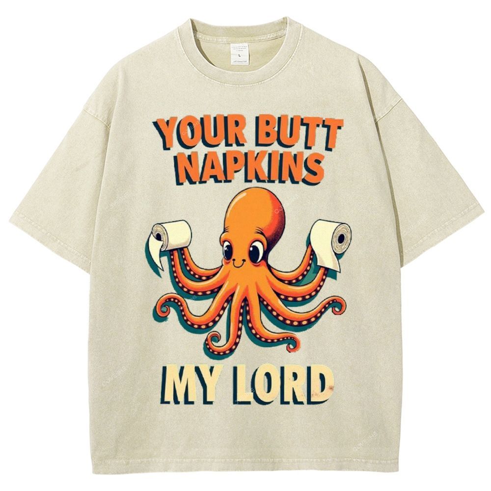 Unisex Octopus Printed Washed Tee