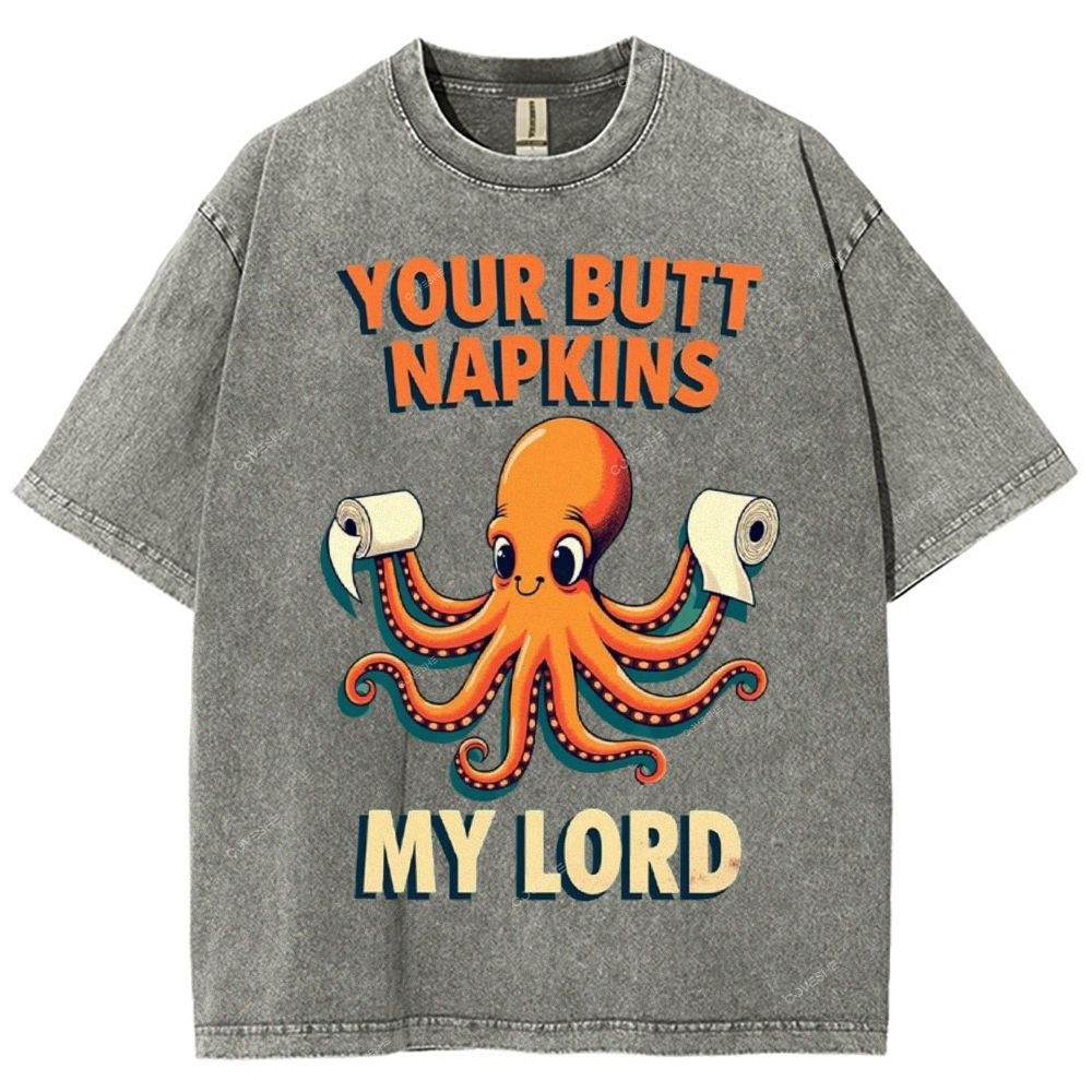 Unisex Octopus Printed Washed Tee