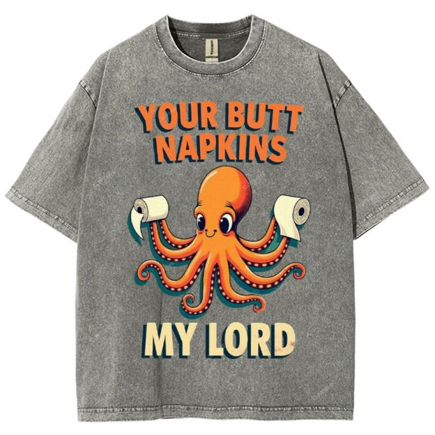 Unisex Octopus Printed Washed Tee