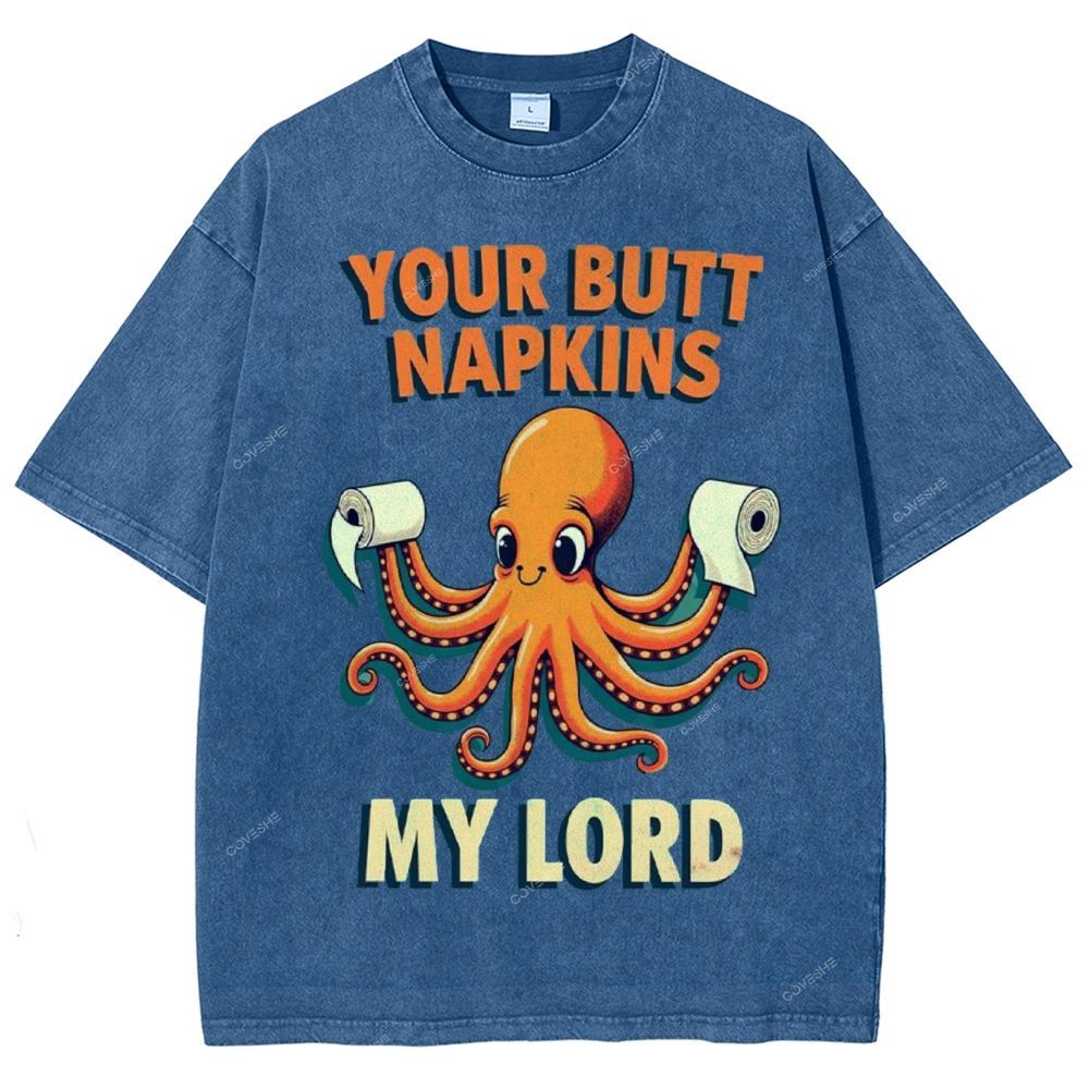Unisex Octopus Printed Washed Tee