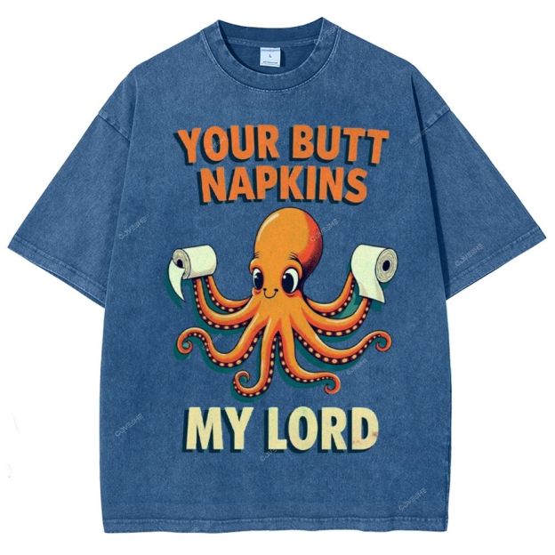 Unisex Octopus Printed Washed Tee