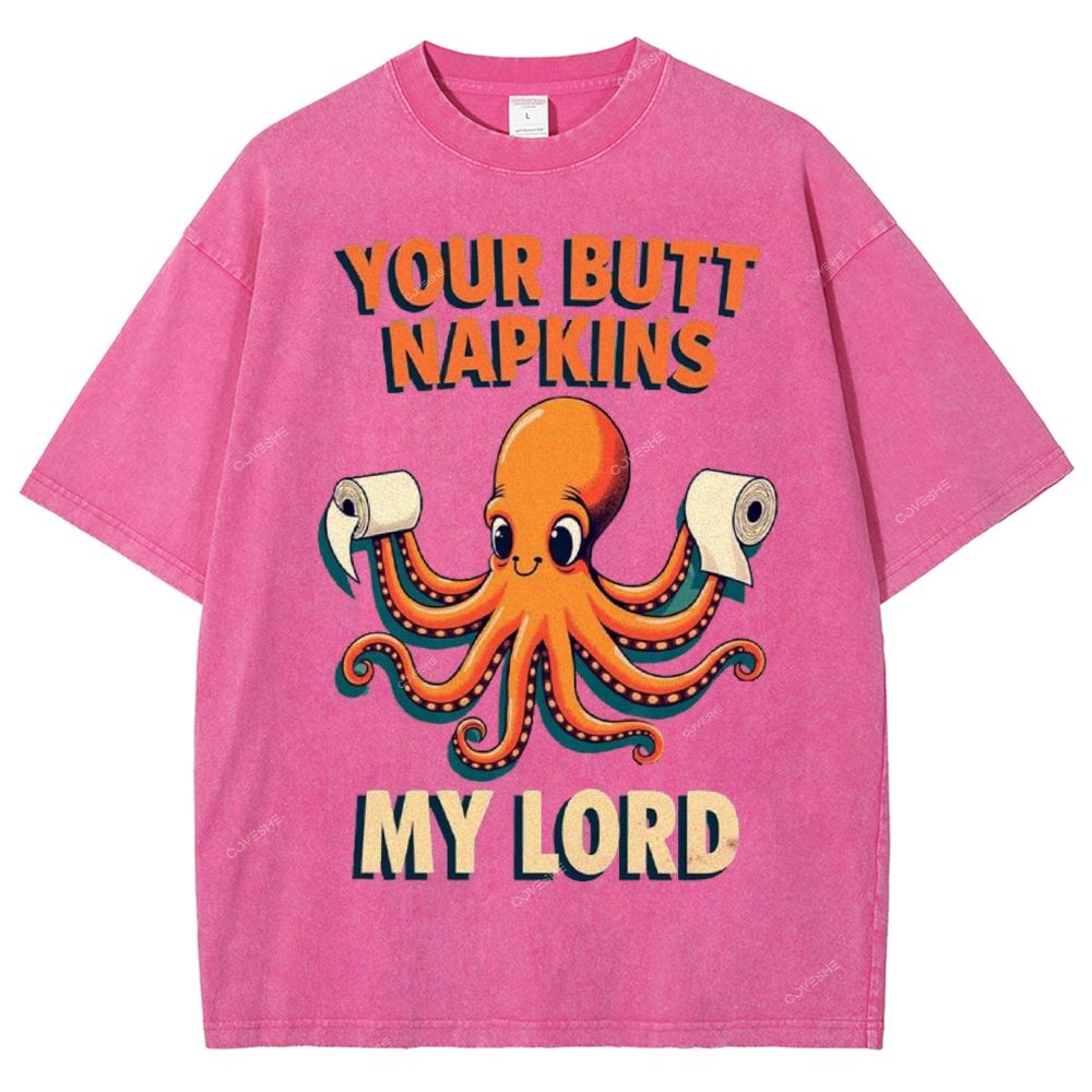 Unisex Octopus Printed Washed Tee