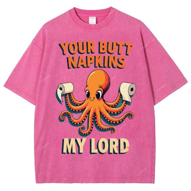 Unisex Octopus Printed Washed Tee