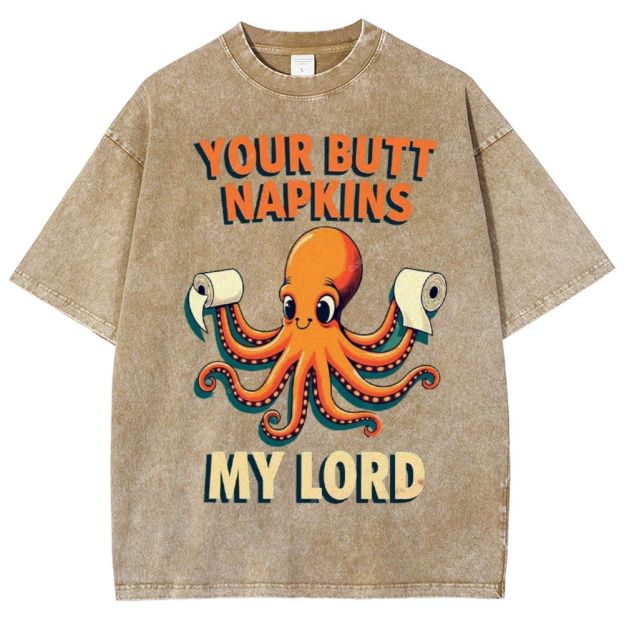 Unisex Octopus Printed Washed Tee