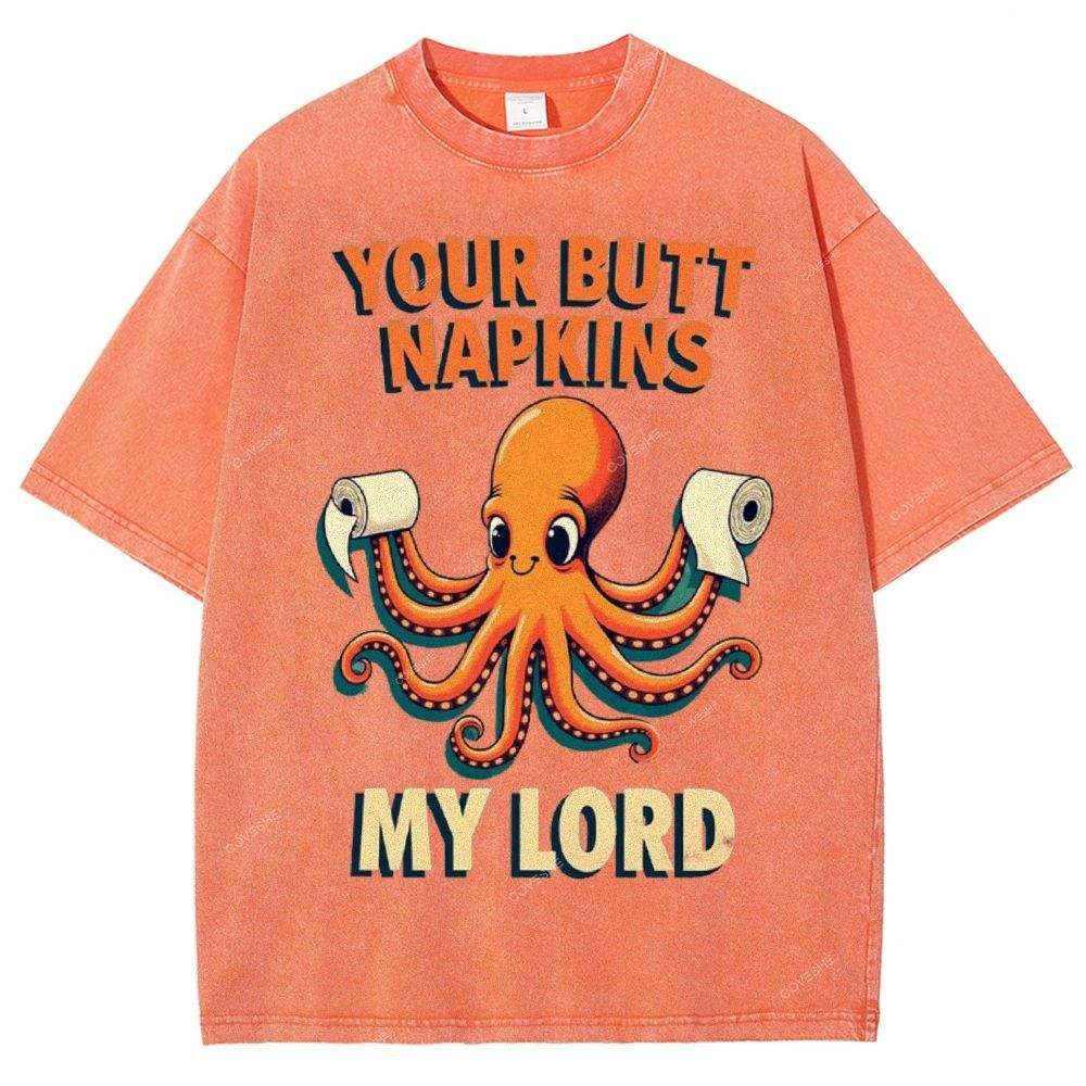 Unisex Octopus Printed Washed Tee