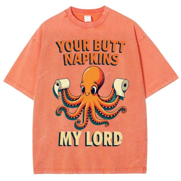 Unisex Octopus Printed Washed Tee
