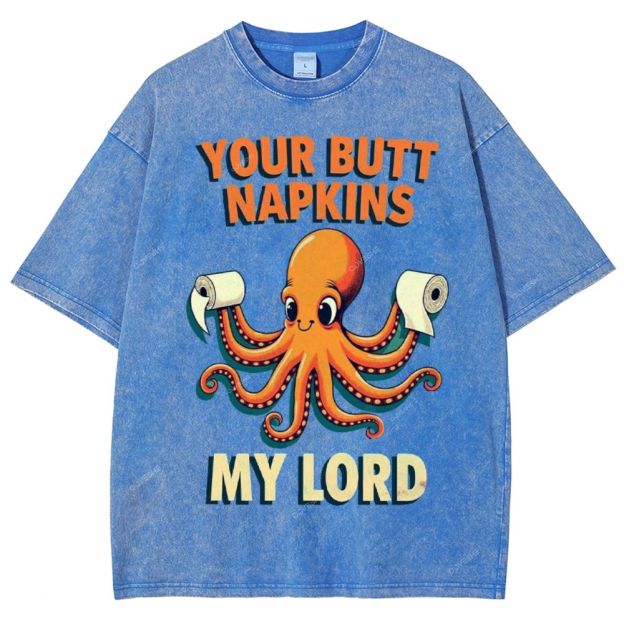 Unisex Octopus Printed Washed Tee