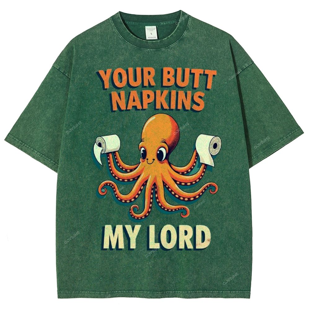 Unisex Octopus Printed Washed Tee