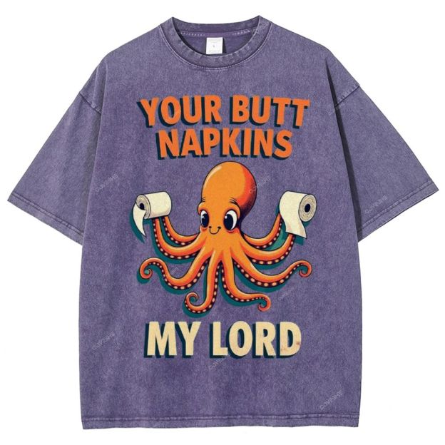 Unisex Octopus Printed Washed Tee