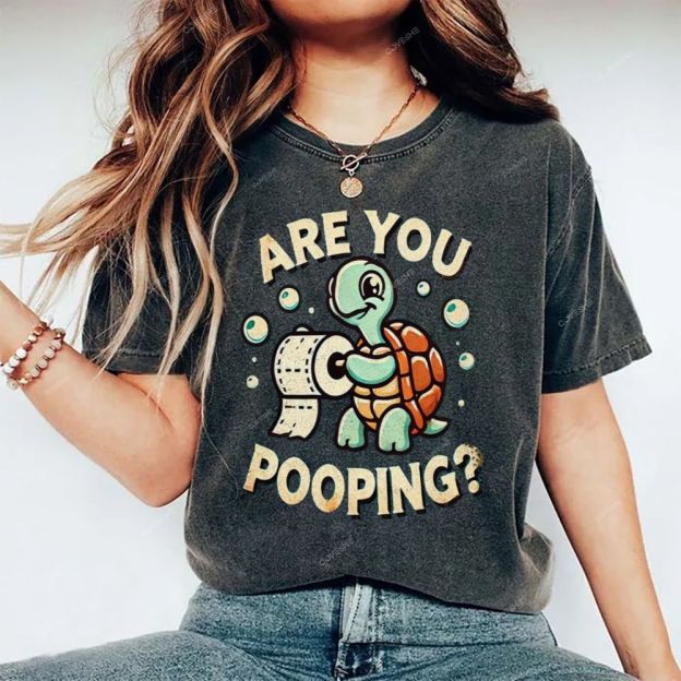 Unisex Turtle Printed Washed Tee