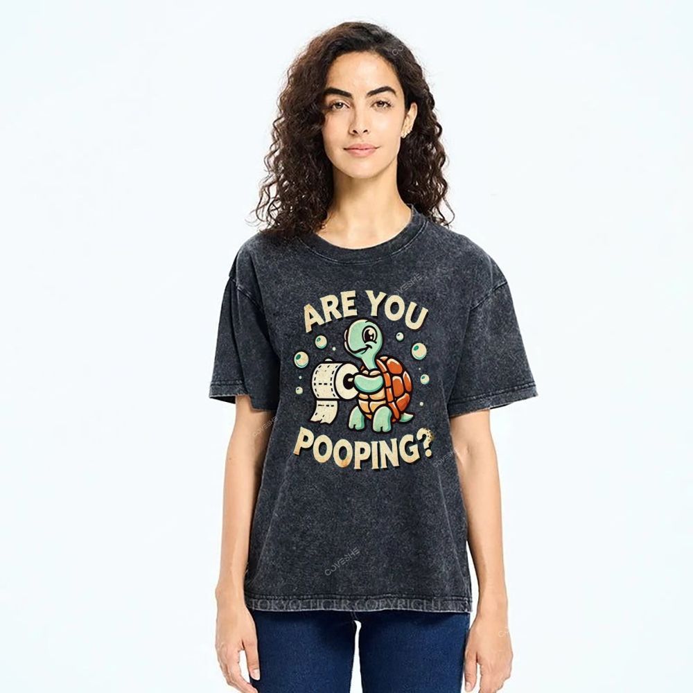 Unisex Turtle Printed Washed Tee