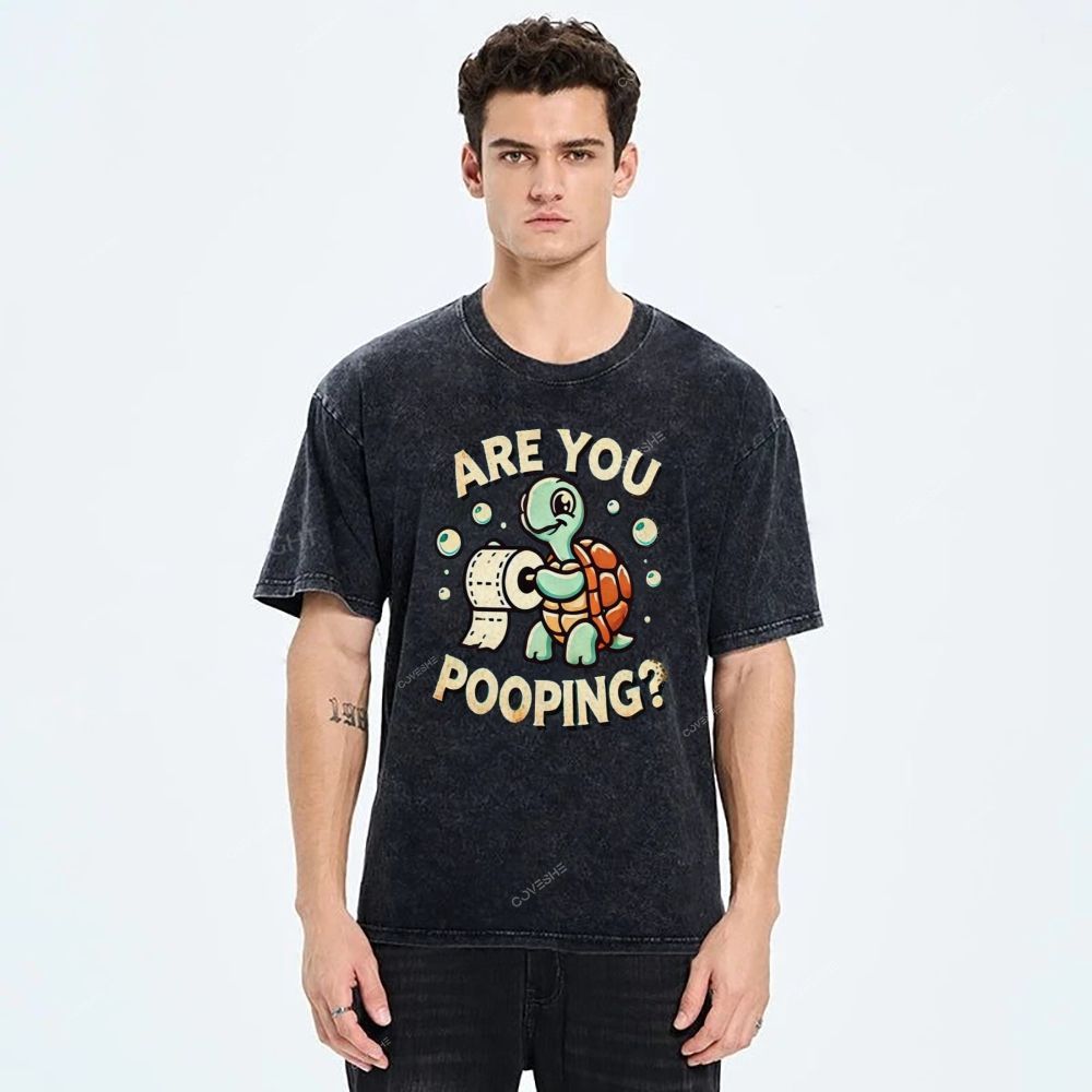 Unisex Turtle Printed Washed Tee