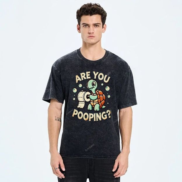 Unisex Turtle Printed Washed Tee