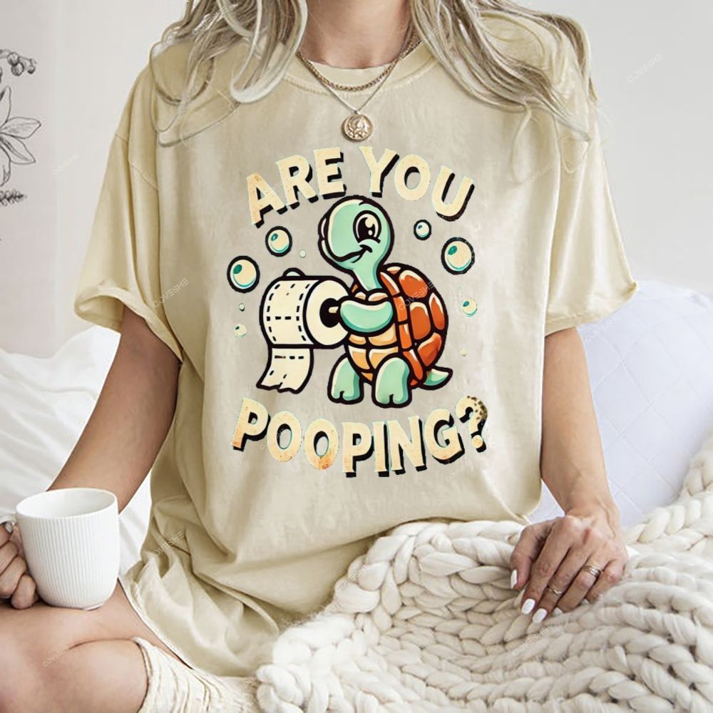 Unisex Turtle Printed Washed Tee