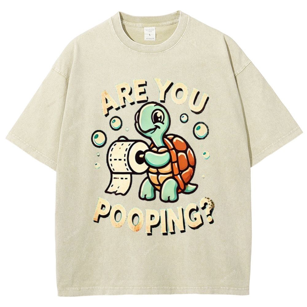 Unisex Turtle Printed Washed Tee
