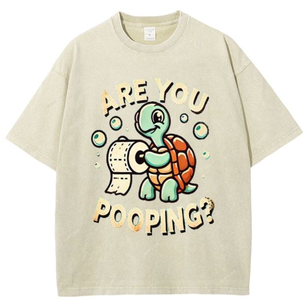 Unisex Turtle Printed Washed Tee