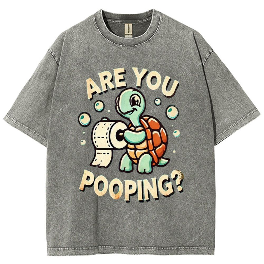 Unisex Turtle Printed Washed Tee