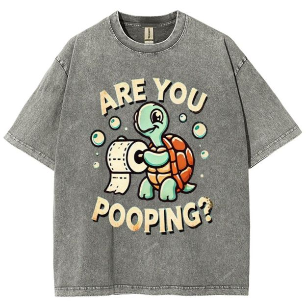 Unisex Turtle Printed Washed Tee