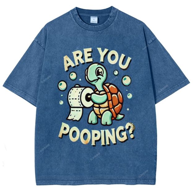 Unisex Turtle Printed Washed Tee