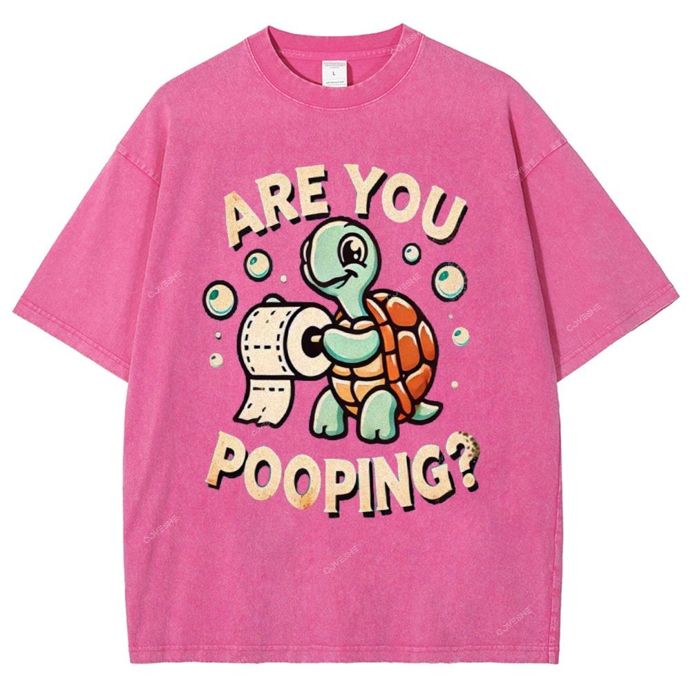 Unisex Turtle Printed Washed Tee