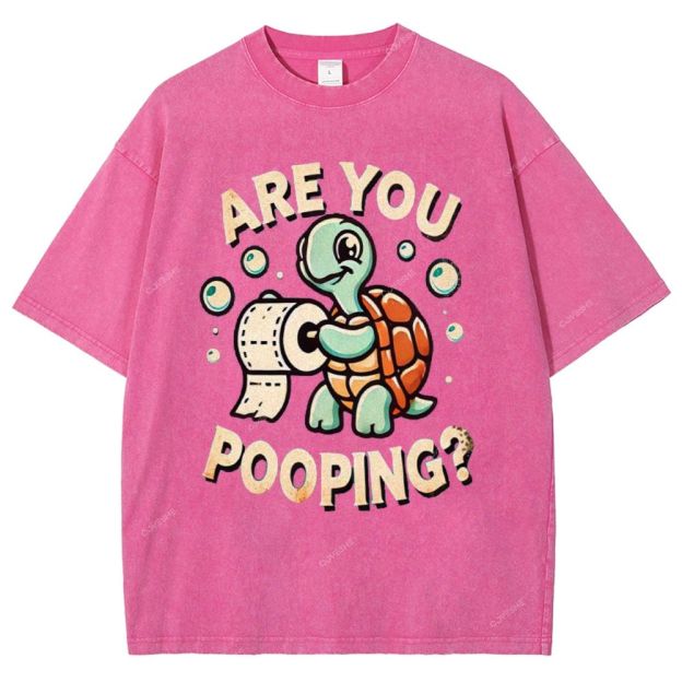Unisex Turtle Printed Washed Tee