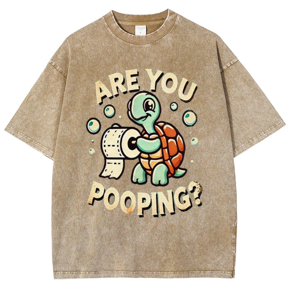 Unisex Turtle Printed Washed Tee