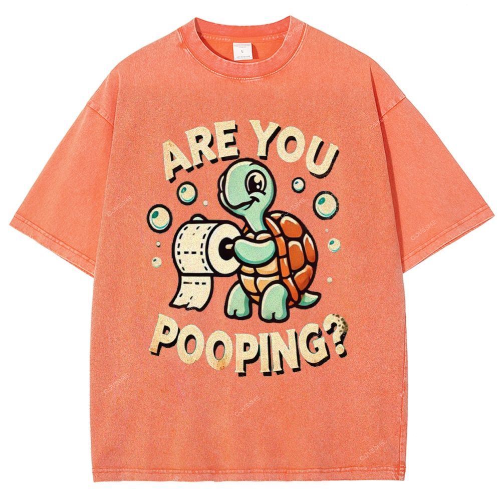 Unisex Turtle Printed Washed Tee