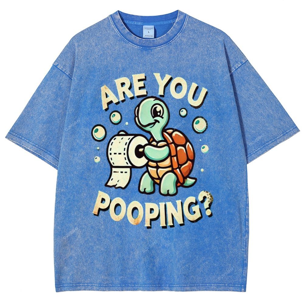 Unisex Turtle Printed Washed Tee
