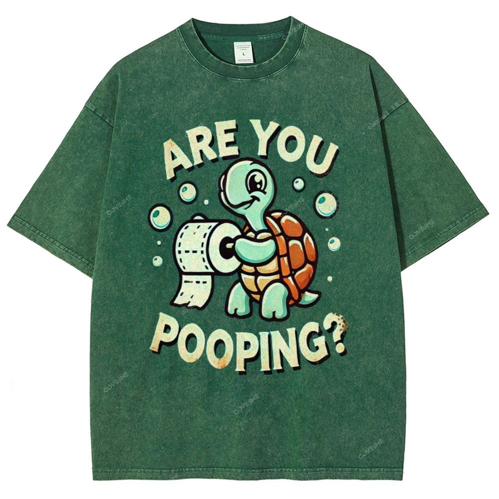Unisex Turtle Printed Washed Tee