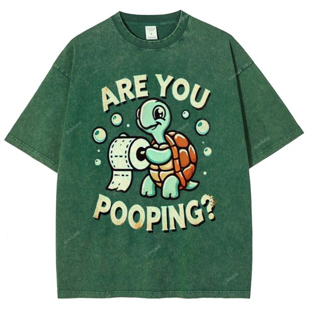 Unisex Turtle Printed Washed Tee