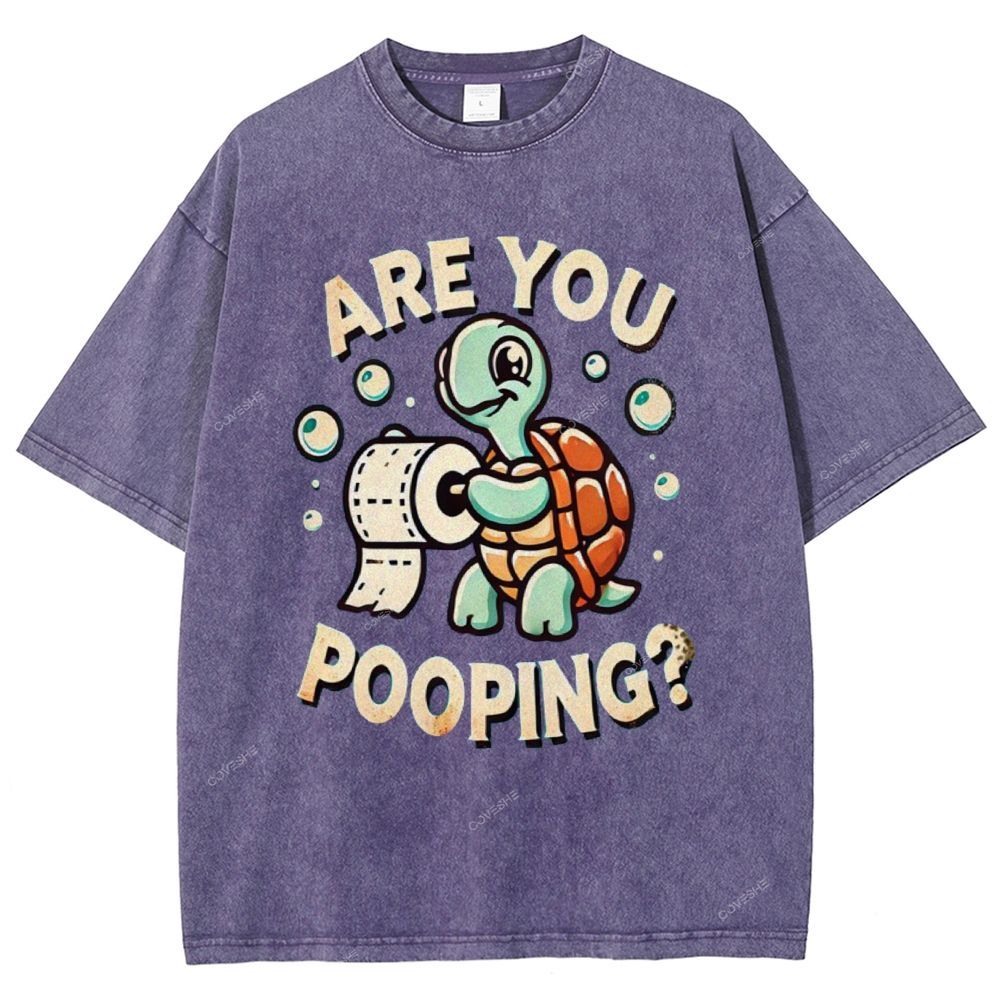 Unisex Turtle Printed Washed Tee