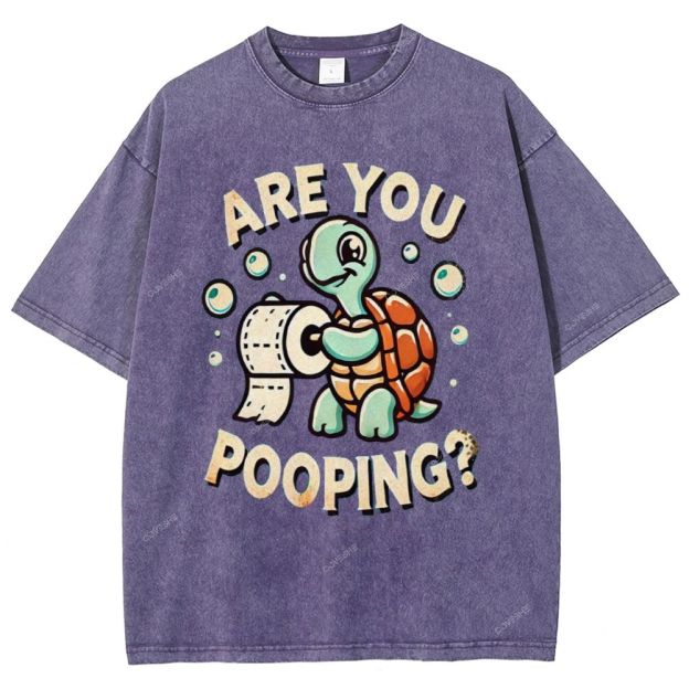 Unisex Turtle Printed Washed Tee
