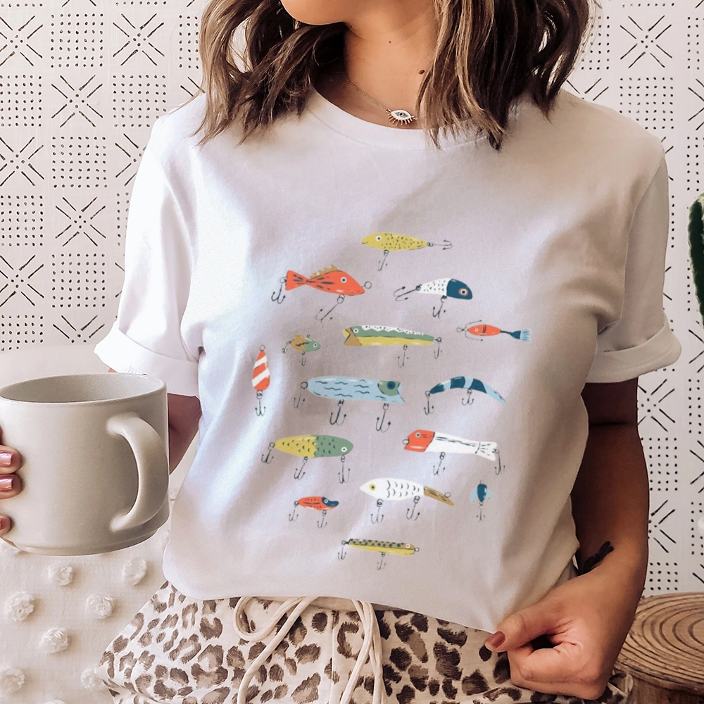 Women's Smart Ocean Fish Print Cotton Casual T-Shirt