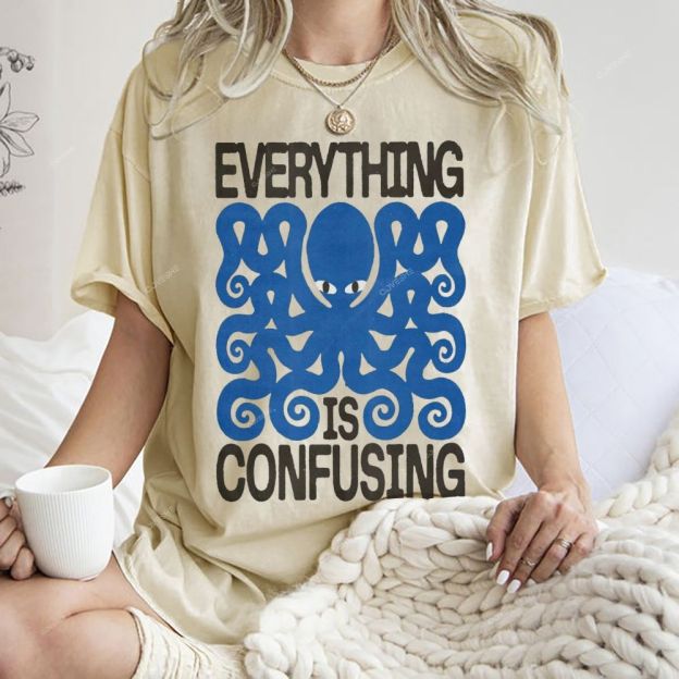 Unisex Octopus Printed Washed Tee