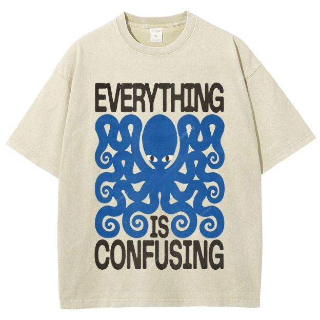 Unisex Octopus Printed Washed Tee