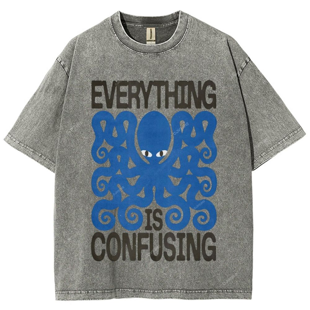 Unisex Octopus Printed Washed Tee