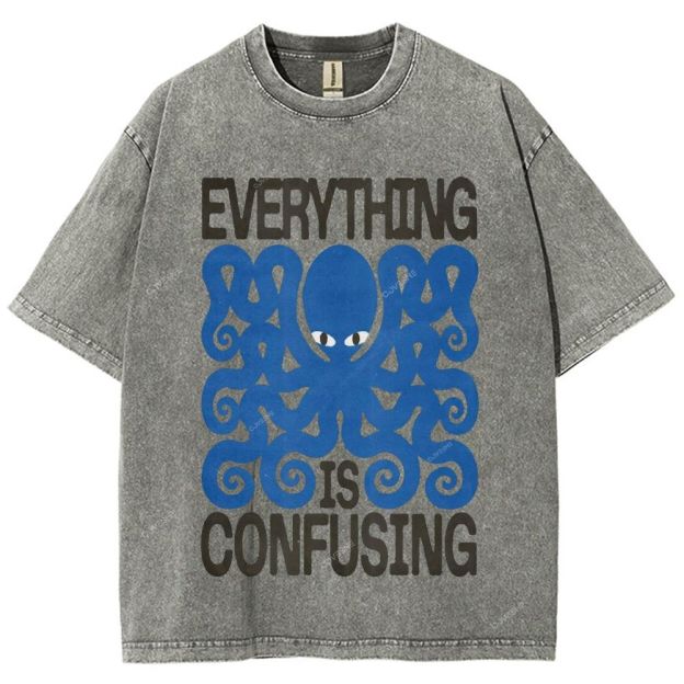 Unisex Octopus Printed Washed Tee