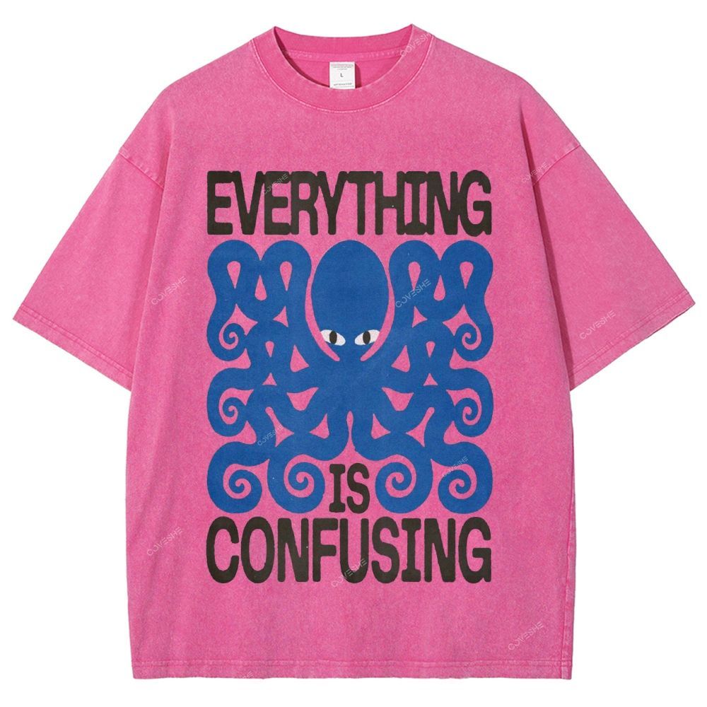 Unisex Octopus Printed Washed Tee