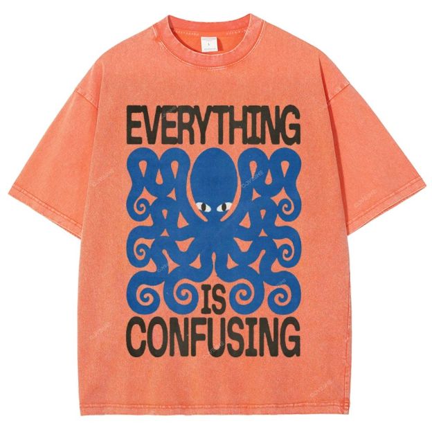 Unisex Octopus Printed Washed Tee