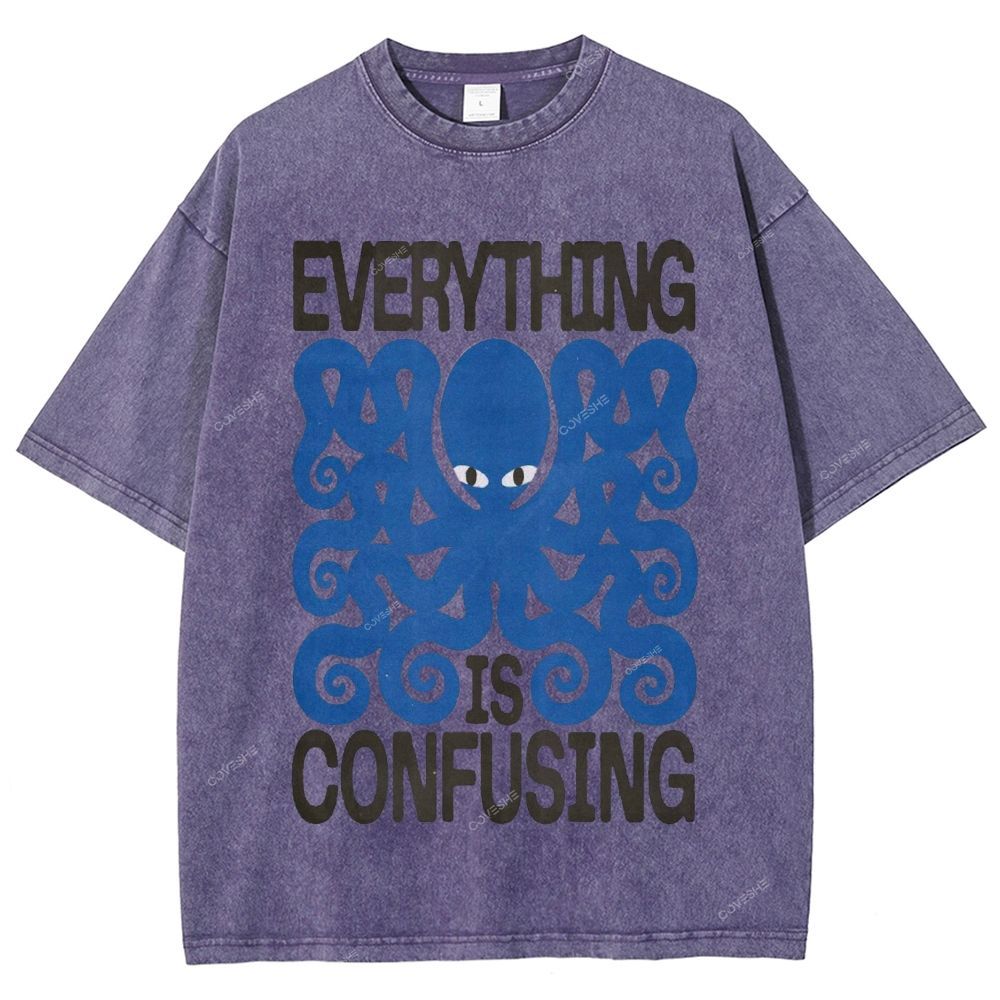 Unisex Octopus Printed Washed Tee