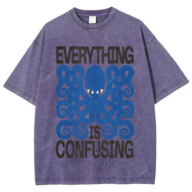 Unisex Octopus Printed Washed Tee