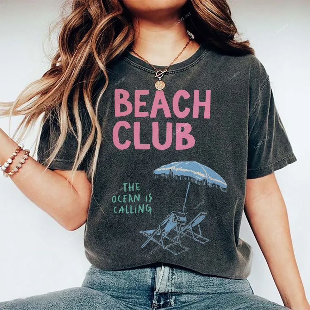 Unisex Beach Club Printed Washed Tee