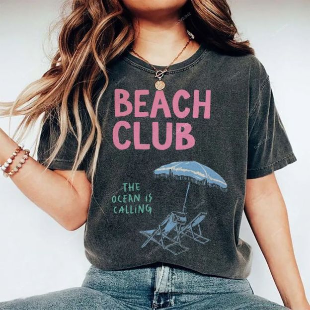 Unisex Beach Club Printed Washed Tee