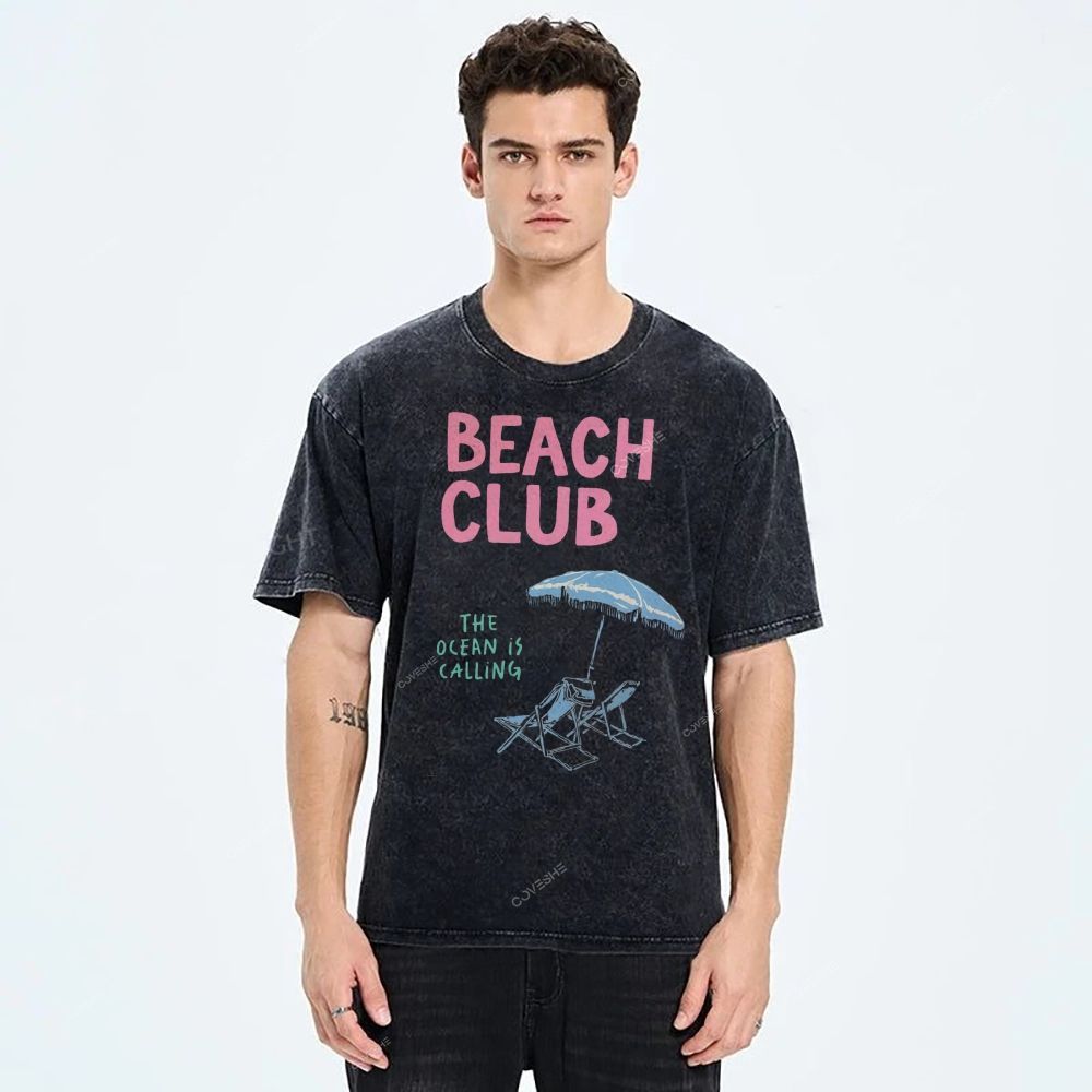 Unisex Beach Club Printed Washed Tee