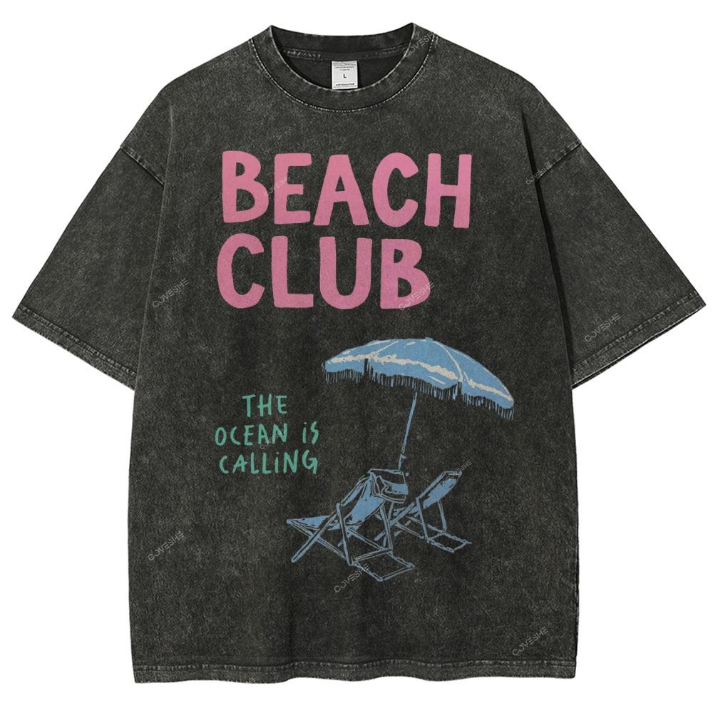 Unisex Beach Club Printed Washed Tee