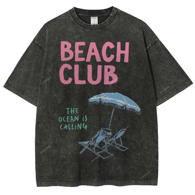 Unisex Beach Club Printed Washed Tee