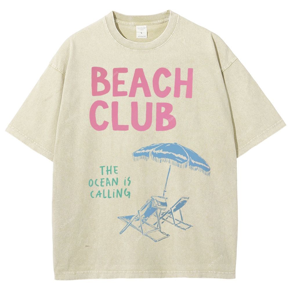 Unisex Beach Club Printed Washed Tee