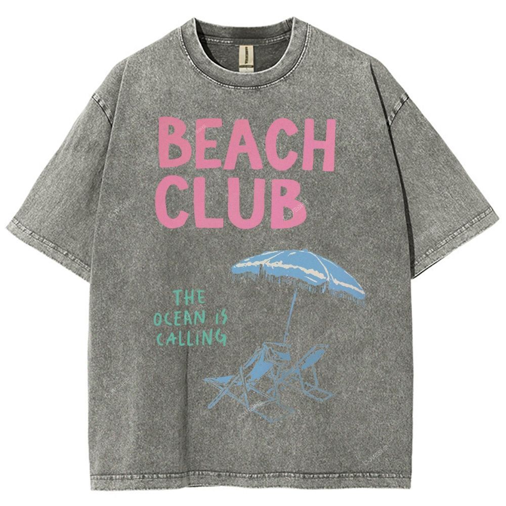 Unisex Beach Club Printed Washed Tee