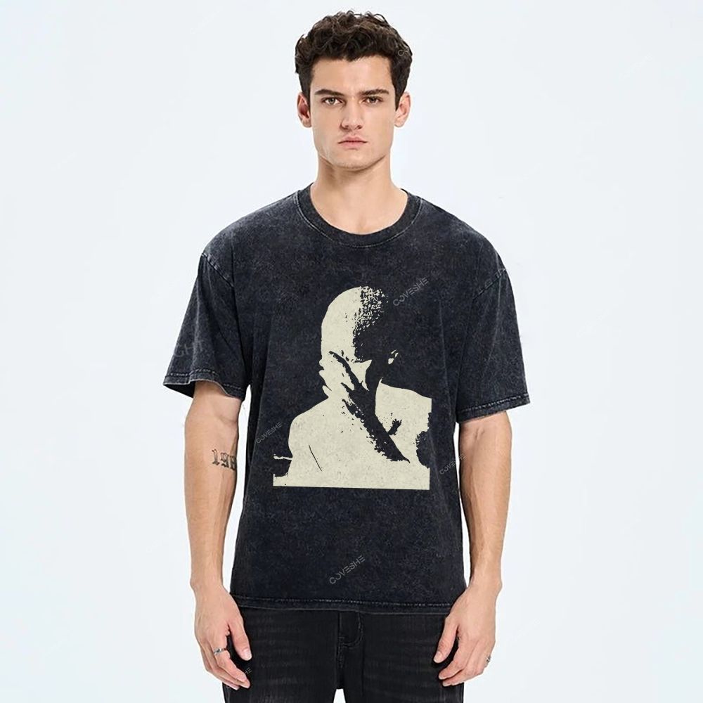 Unisex Portrait Printed Washed Tee